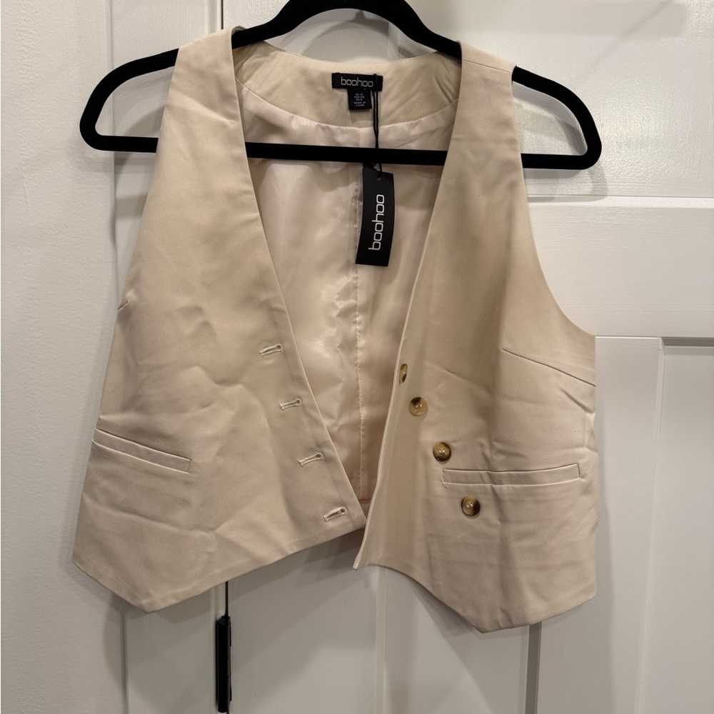 Boohoo Cream Vest Waist Coat with Buttons